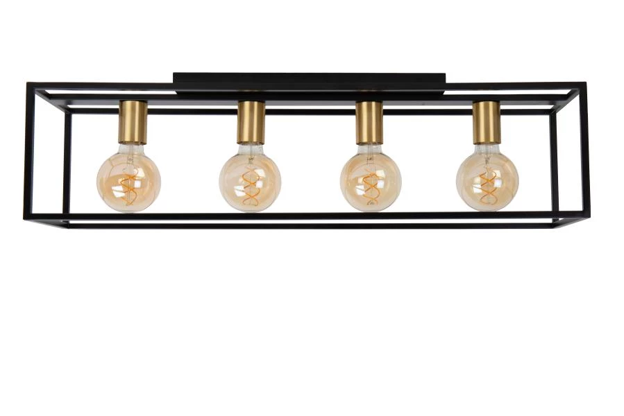 Lucide RUBEN - Flush ceiling light - 4xE27 - Black - turned off